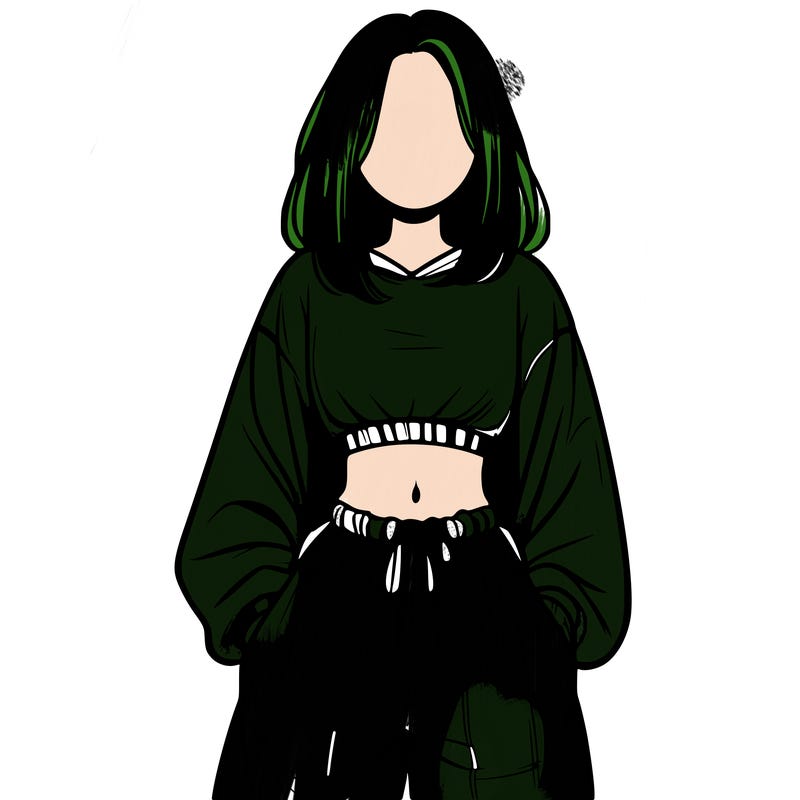 realistic girl faceless with baggy pants and a crop top