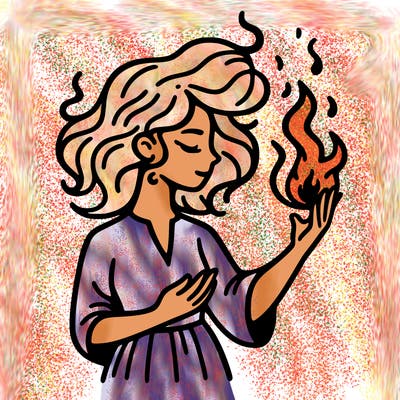 woman with fire