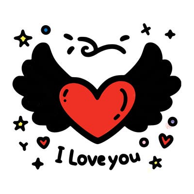 i love you with heart with wings