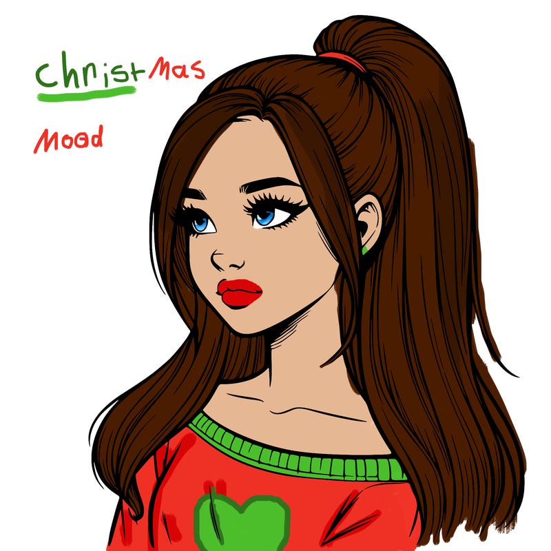 realistic girl with a high ponytail