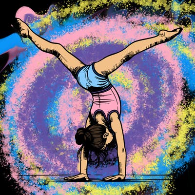 realistic gymnastic hand stand girl in four splits