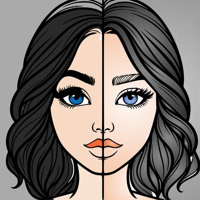 realistic girl split half