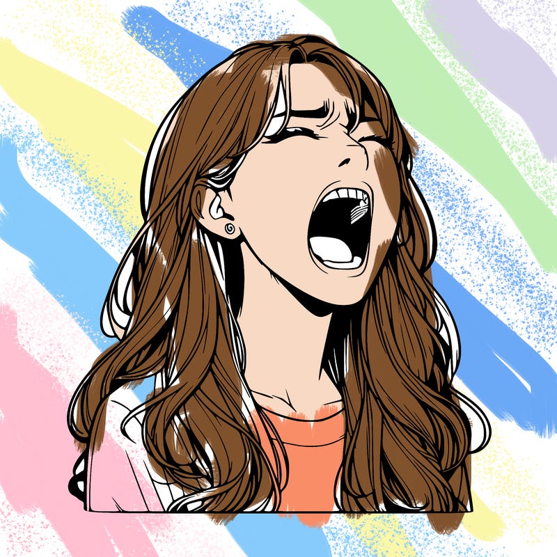 screaming realistic, girl