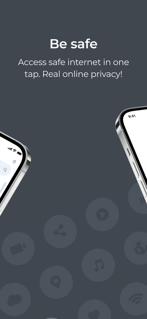 Hola VPN Privacy & Security - Hola VPN app screenshot showing the Be Safe slogan and one tap internet privacy features on iPhones