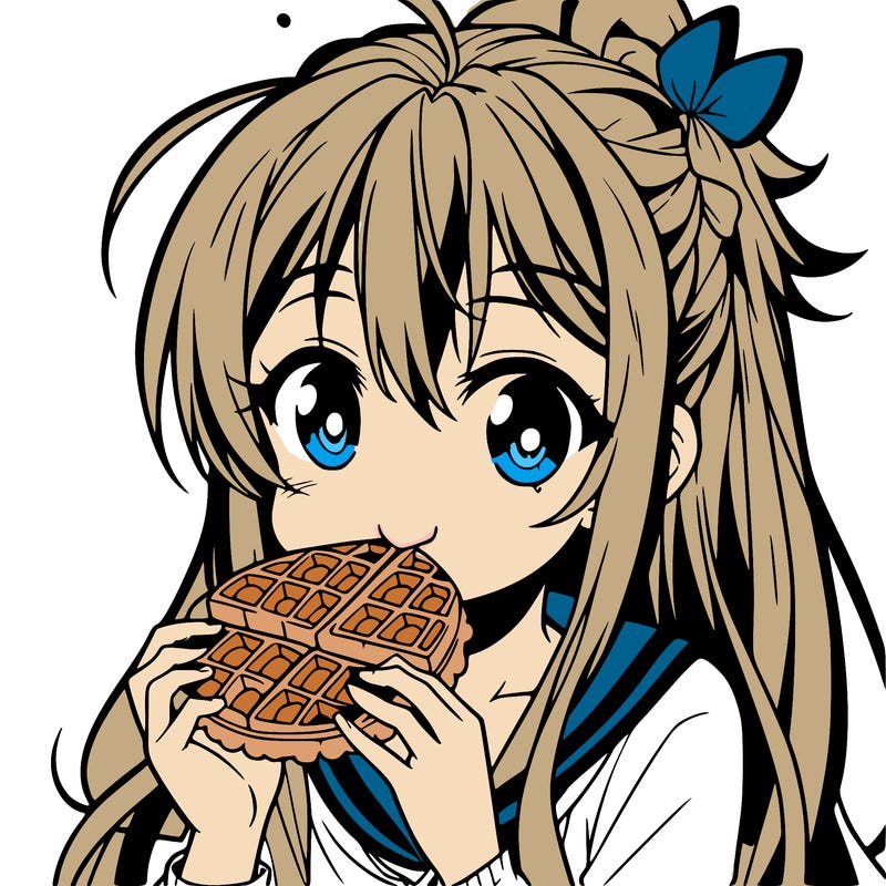 anime eating waffle