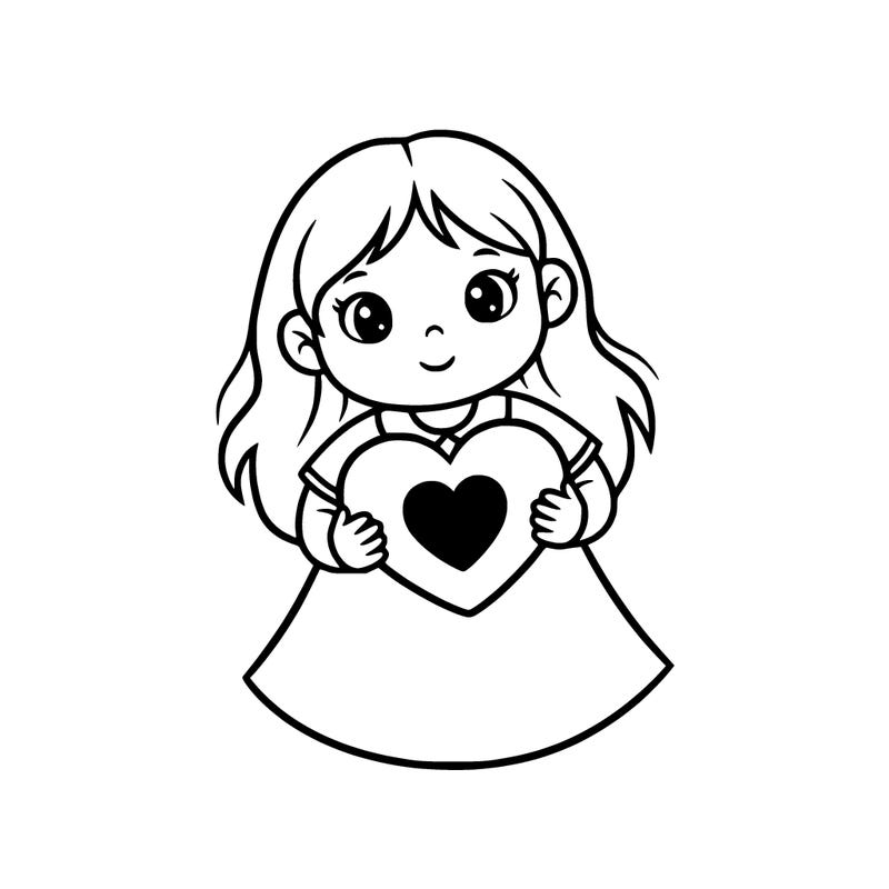 easy to paint girl with heart ❤️