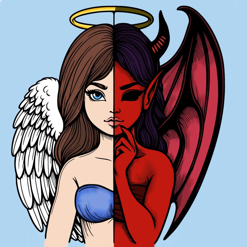 realistic angel half demon