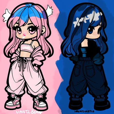 girl in crop top and baggy pants