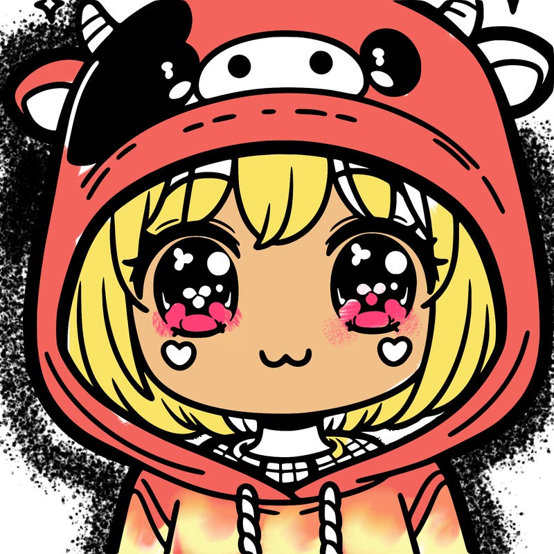 kawaii girl with cow hoodie