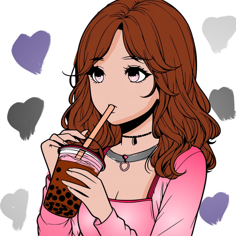 realistic girl drinking boba tea