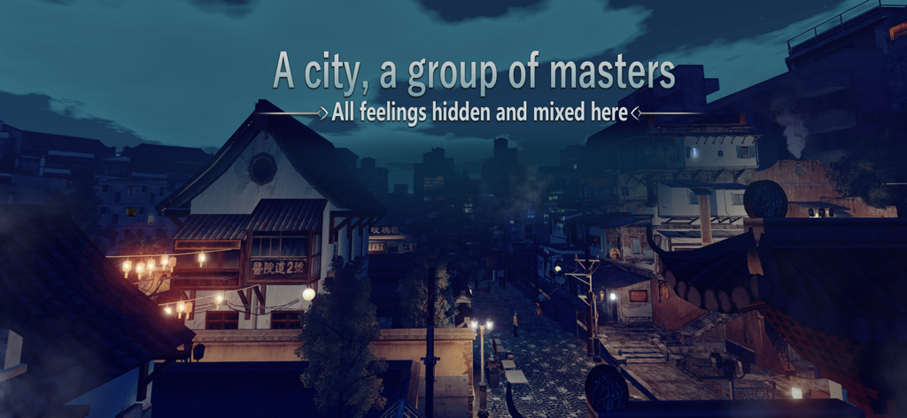 Pre Master - Una vista notturna di K-city con architettura tradizionale e lanterne nel gioco Pre Master