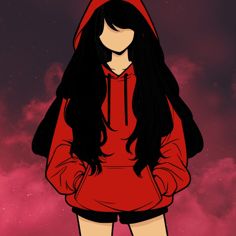 realistic girl with a baggy hoodia and short with long hair