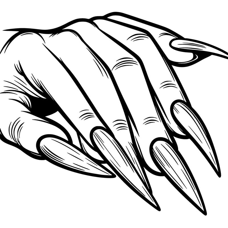 long nails on woman hand