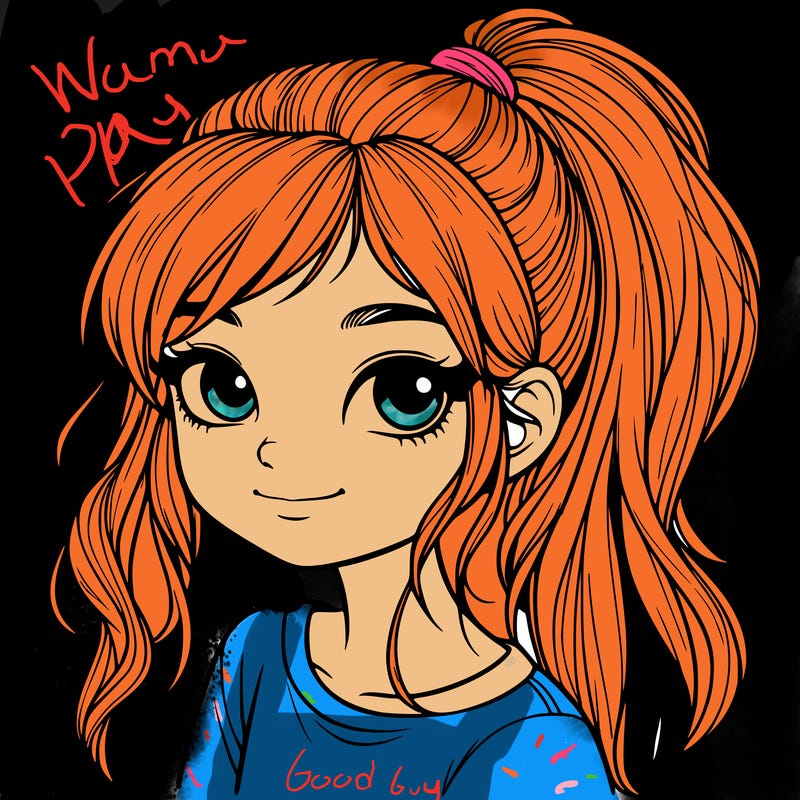 realistic girl with ponytail