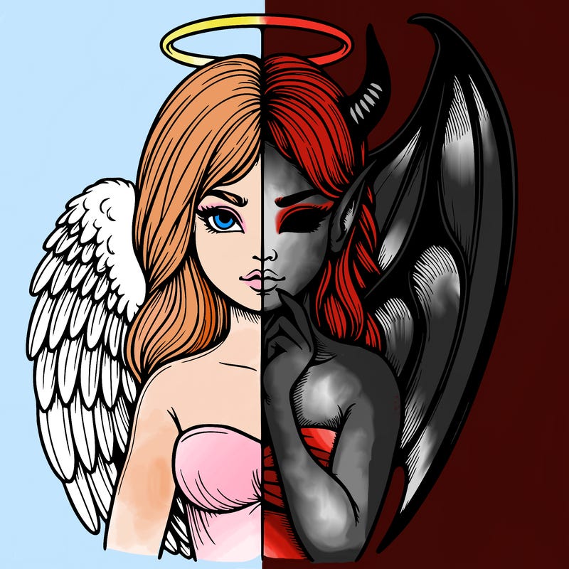 realistic angel half demon