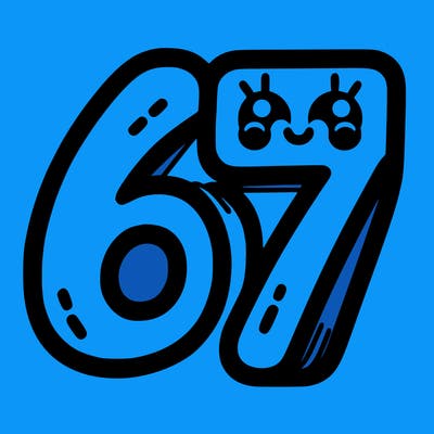 the numbers 67