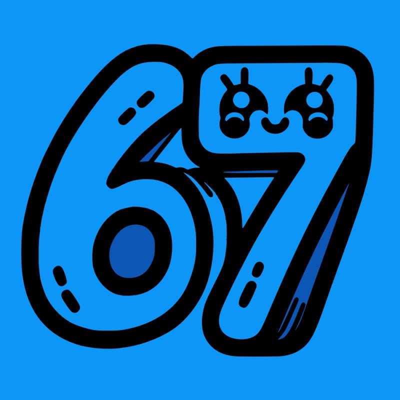 the numbers 67