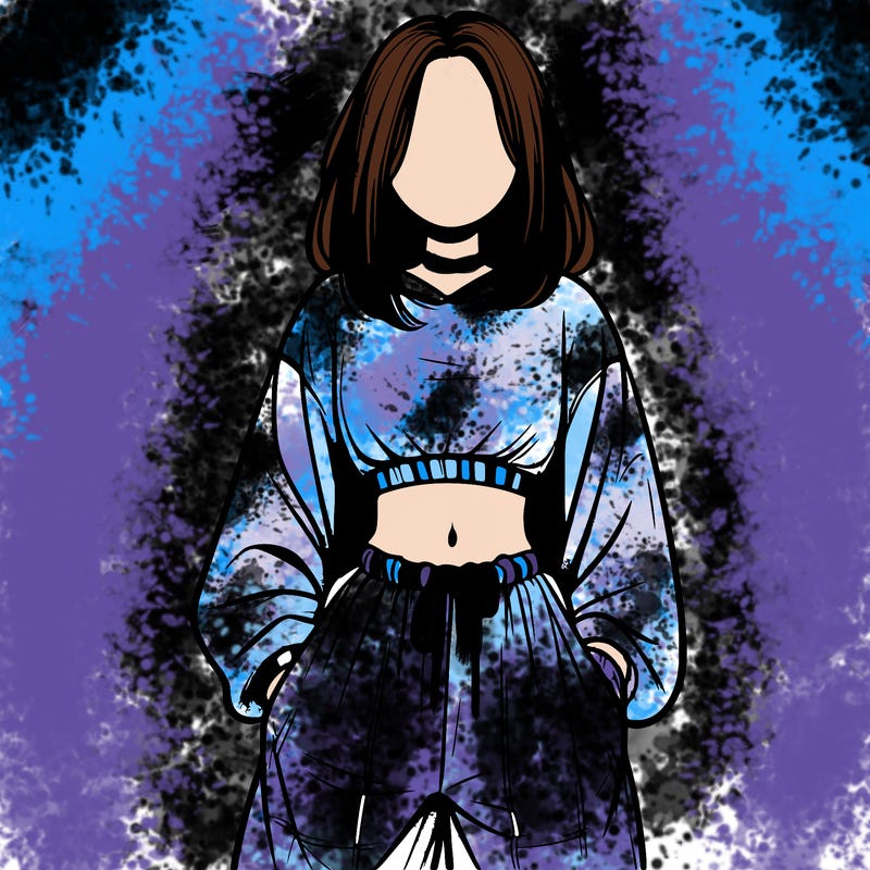 realistic girl faceless with baggy pants and a crop top