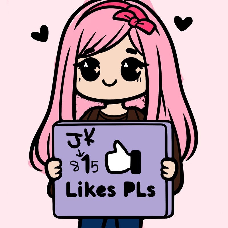 girl holding a sign saying 10 likes pls