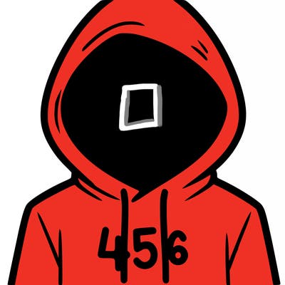 a person with non face waering a hoodie with a 456 symbol