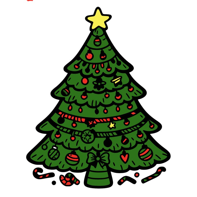 christmas tree with lots of details