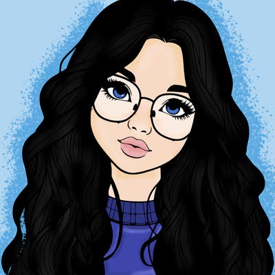 girl with long hair and freckles and glasses realistic
