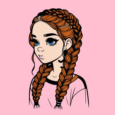 realistic girl with braids