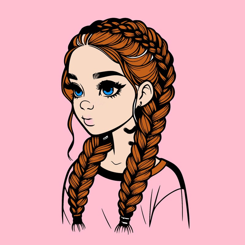 realistic girl with braids