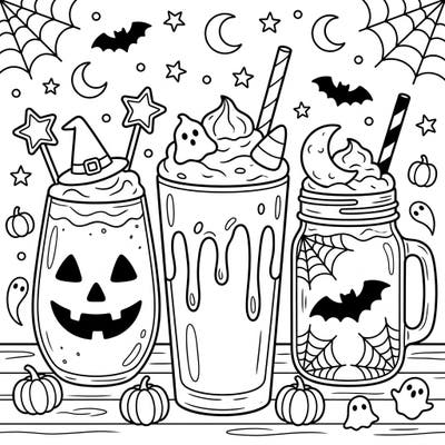 Dive into a world of sweet and spooky fun with our Halloween Yogurt Smoothies coloring page! This delightful design combines tasty treats with charming festive elements, perfect for celebrating the season.