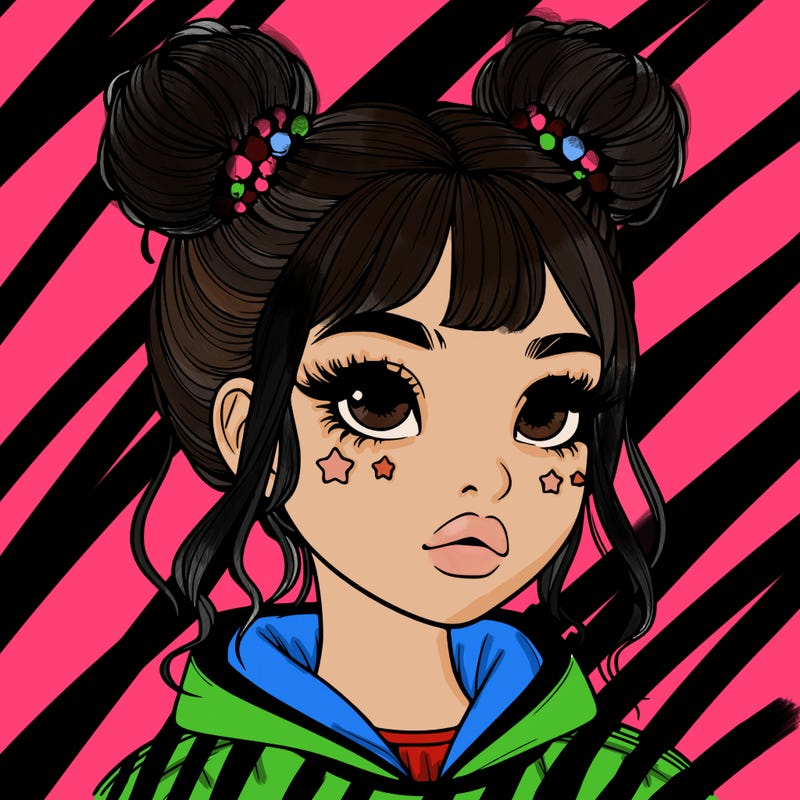 realistic girl with space buns