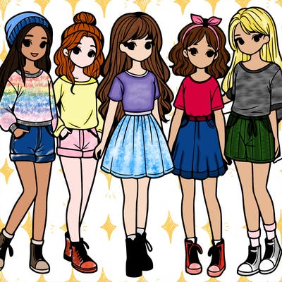 a group of five girls