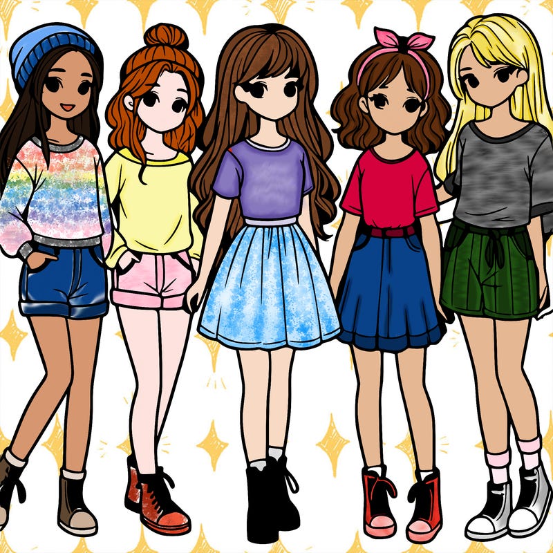 a group of five girls