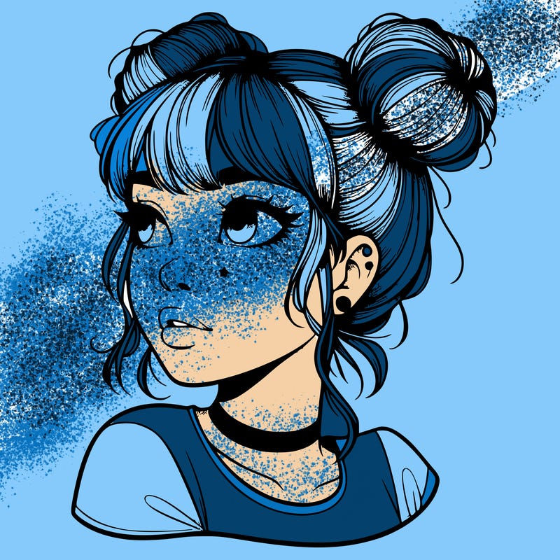realistic girl with spacebuns