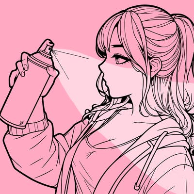 a realistic girl spray, painting
