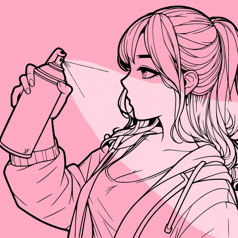 a realistic girl spray, painting