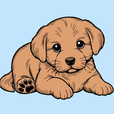 a cute realistic puppy