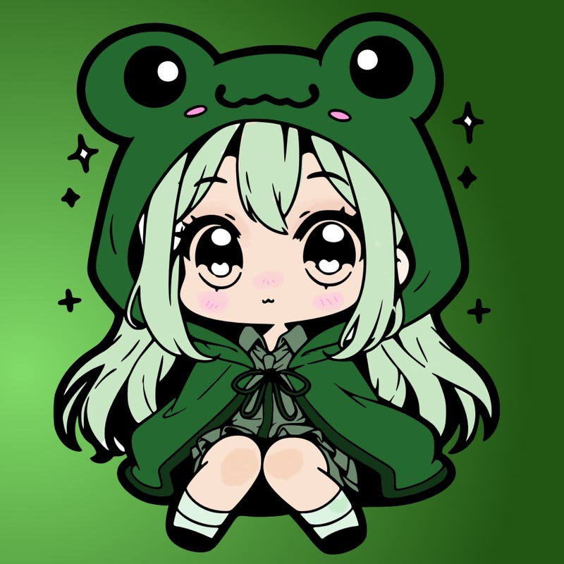 chibi girl with frog hoodie