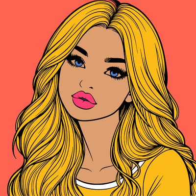 realistic girl with hair on her hair and lips