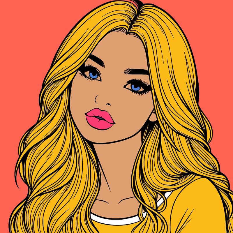 realistic girl with hair on her hair and lips