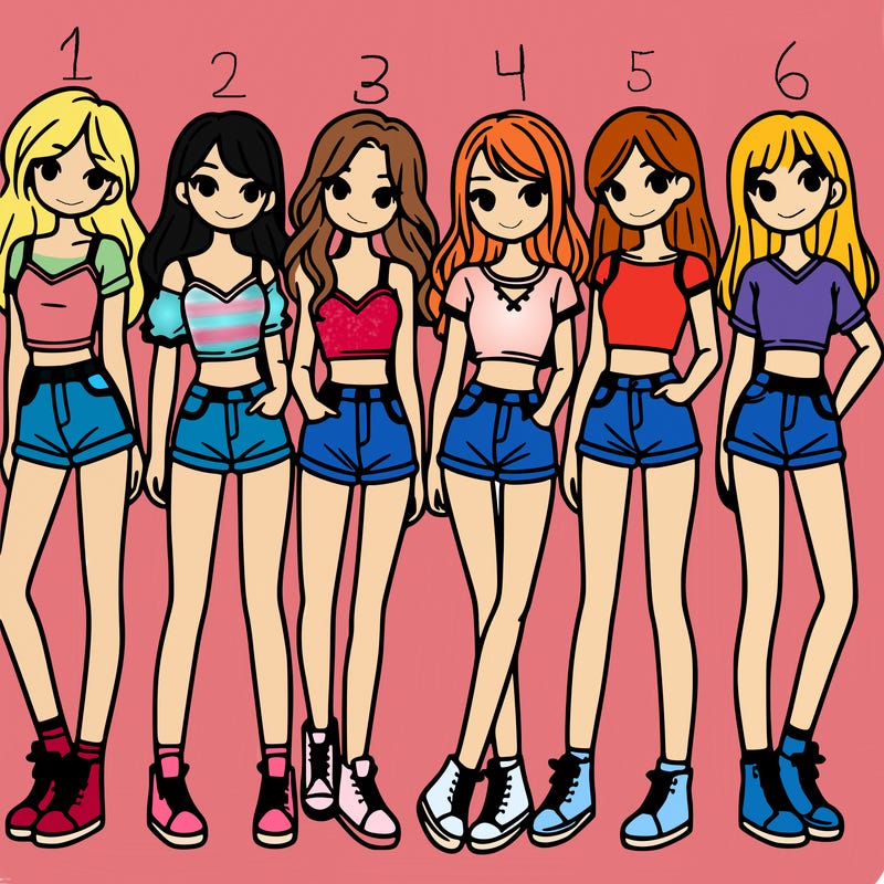 a group of girls wearing crop tops and shorts