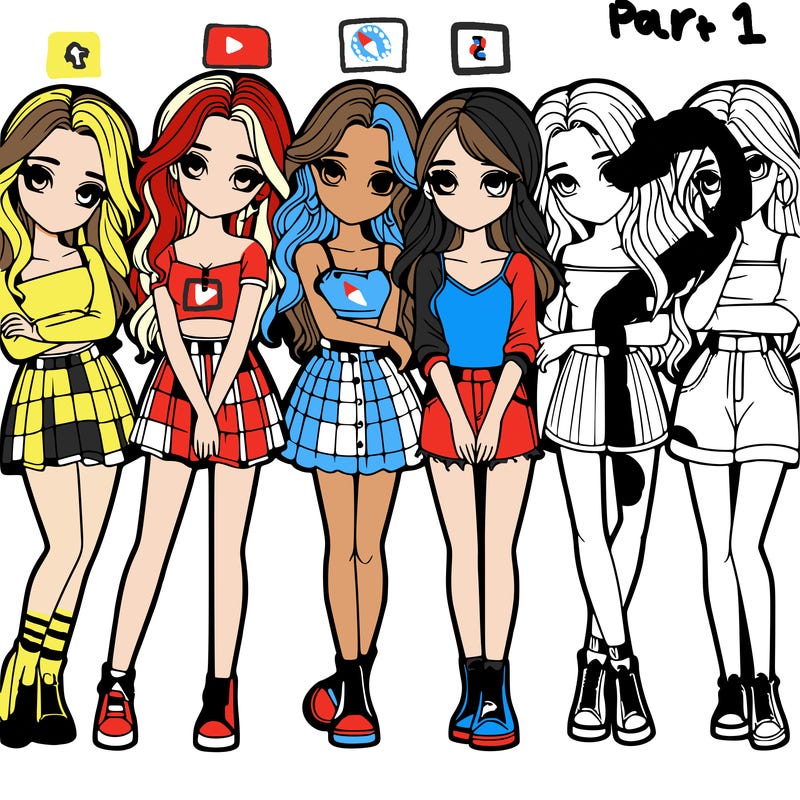 a group of girls realistic