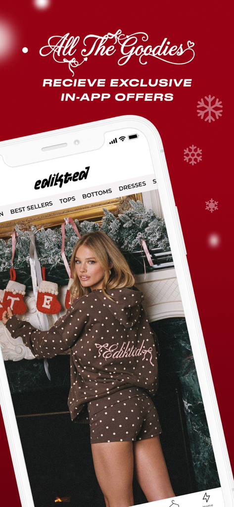 edikted - Edikted mobile app showcasing exclusive holiday fashion offers
