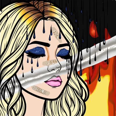 rain going over realistic woman’s face