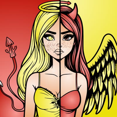 devil vs angel realistic girl