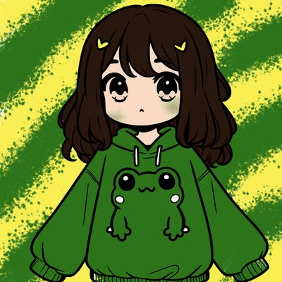 girl wearing frogging sweatshirt