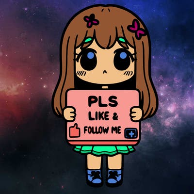 girl holding a sign that says pls like and follow me