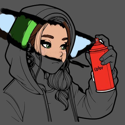 a realistic girl, spray painting