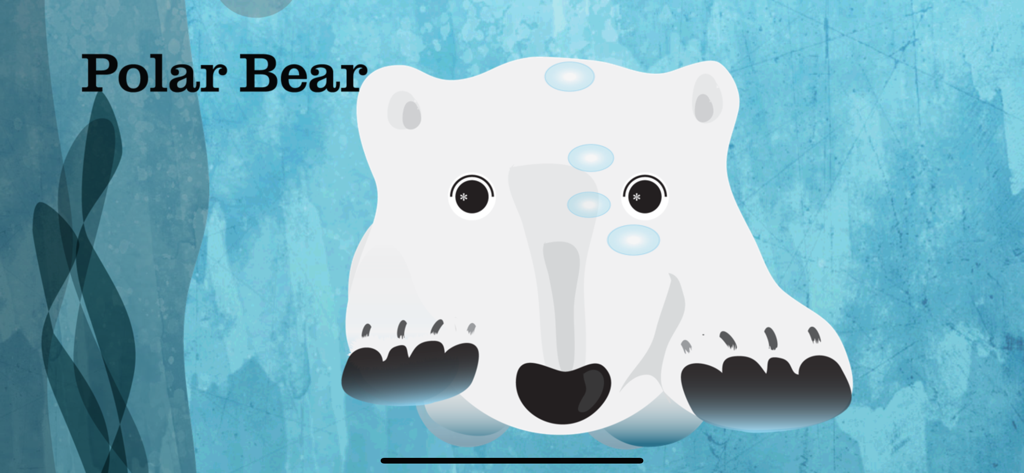 Una linda ilustración de un oso polar del juego de escondite Peek-a-Zoo para niños pequeños