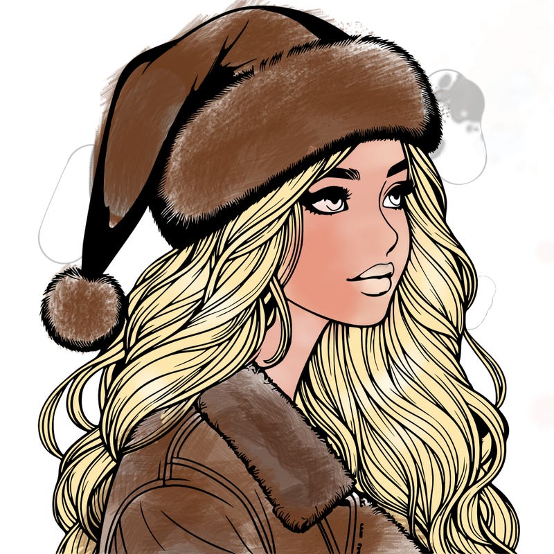 realistic girl in santa hat