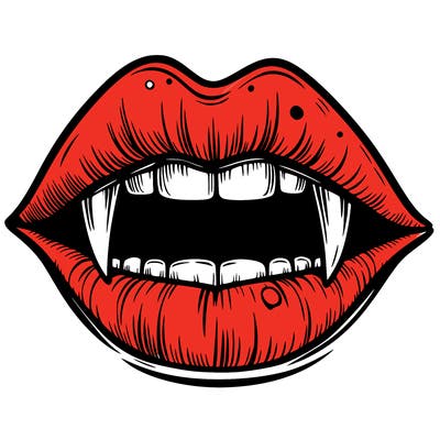 lips with vampire teeth